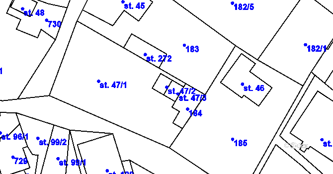 Parcela st. 47/2 v KÚ Prácheň, Katastrální mapa