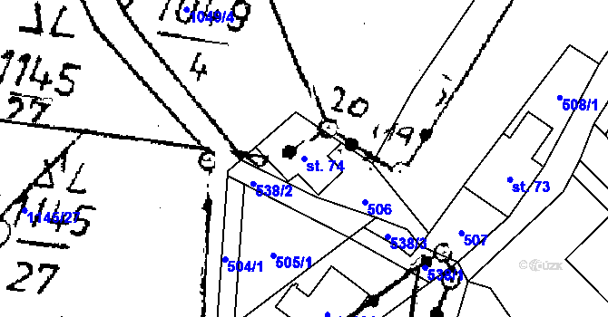 Parcela st. 74 v KÚ Prácheň, Katastrální mapa