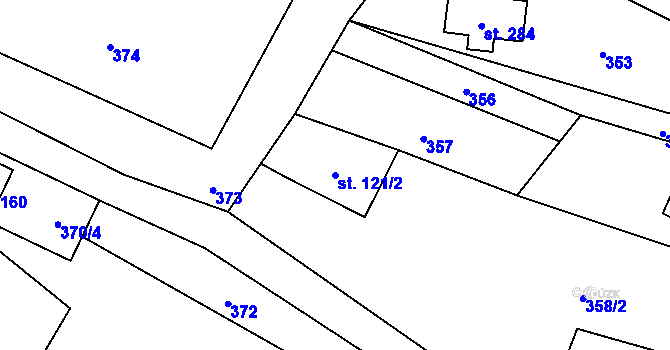 Parcela st. 121/2 v KÚ Prácheň, Katastrální mapa