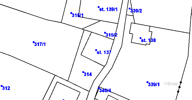 Parcela st. 137 v KÚ Prácheň, Katastrální mapa