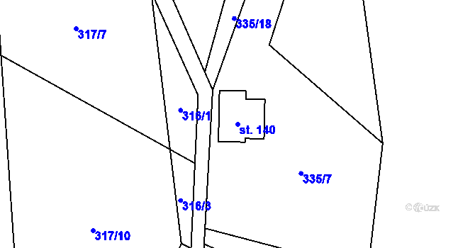 Parcela st. 140 v KÚ Prácheň, Katastrální mapa