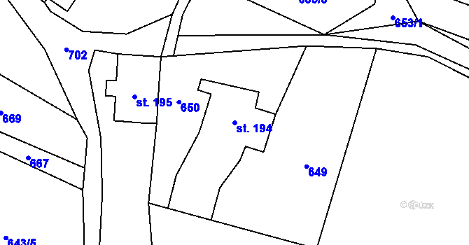 Parcela st. 194 v KÚ Prácheň, Katastrální mapa