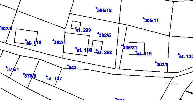 Parcela st. 262 v KÚ Prácheň, Katastrální mapa