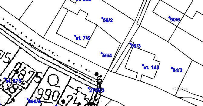 Parcela st. 56/4 v KÚ Prácheň, Katastrální mapa