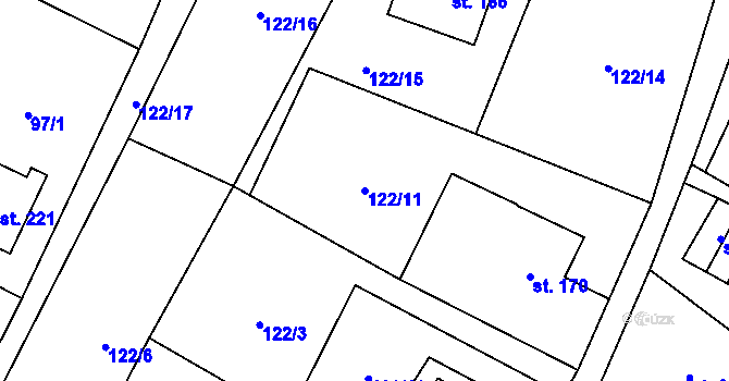 Parcela st. 122/11 v KÚ Prácheň, Katastrální mapa