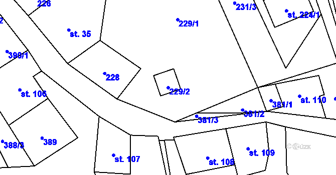 Parcela st. 229/2 v KÚ Prácheň, Katastrální mapa