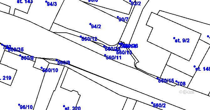 Parcela st. 560/11 v KÚ Prácheň, Katastrální mapa