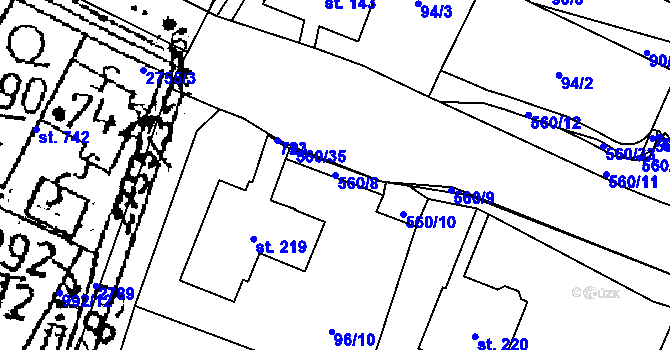 Parcela st. 560/8 v KÚ Prácheň, Katastrální mapa