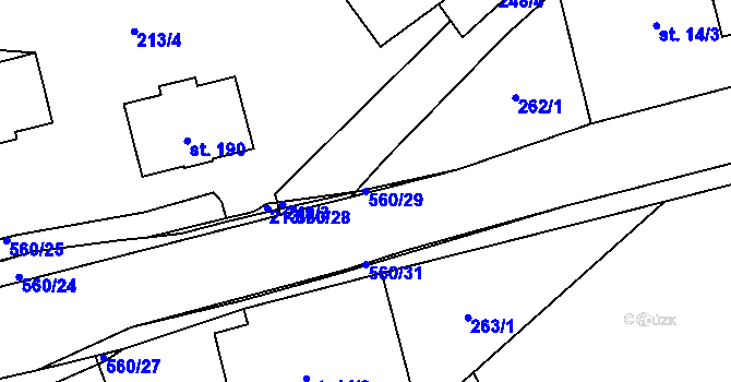 Parcela st. 560/29 v KÚ Prácheň, Katastrální mapa