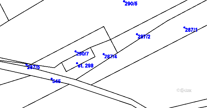 Parcela st. 287/4 v KÚ Prácheň, Katastrální mapa