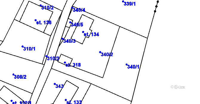 Parcela st. 340/2 v KÚ Prácheň, Katastrální mapa