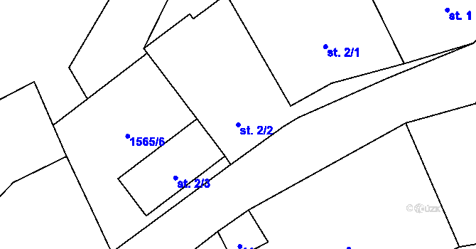 Parcela st. 2/2 v KÚ Prachomety, Katastrální mapa