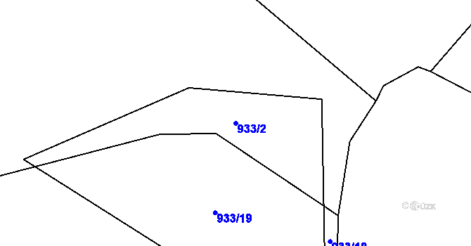 Parcela st. 933/2 v KÚ Prachomety, Katastrální mapa