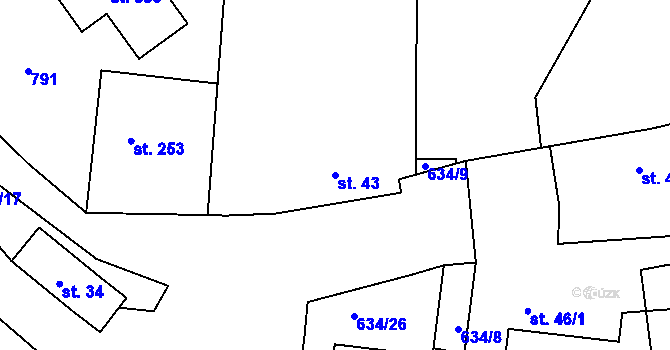 Parcela st. 43 v KÚ Prachovice, Katastrální mapa