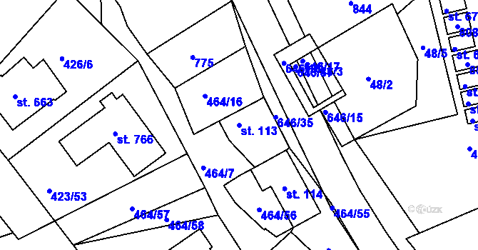 Parcela st. 113 v KÚ Prachovice, Katastrální mapa