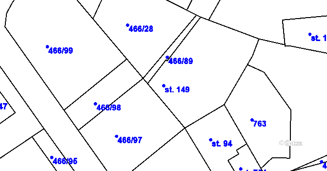 Parcela st. 149 v KÚ Prachovice, Katastrální mapa