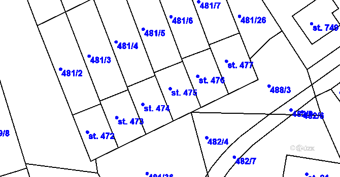 Parcela st. 475 v KÚ Prachovice, Katastrální mapa
