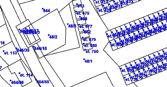 Parcela st. 680 v KÚ Prachovice, Katastrální mapa