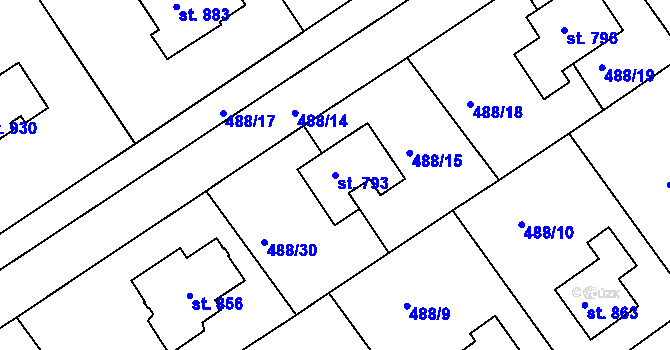 Parcela st. 793 v KÚ Prachovice, Katastrální mapa
