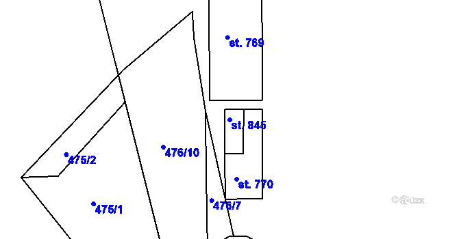 Parcela st. 845 v KÚ Prachovice, Katastrální mapa