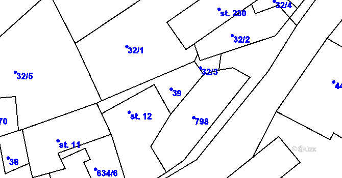 Parcela st. 39 v KÚ Prachovice, Katastrální mapa