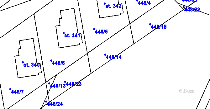 Parcela st. 448/14 v KÚ Prachovice, Katastrální mapa