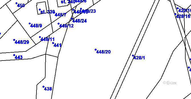 Parcela st. 448/20 v KÚ Prachovice, Katastrální mapa