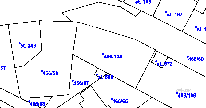 Parcela st. 466/104 v KÚ Prachovice, Katastrální mapa