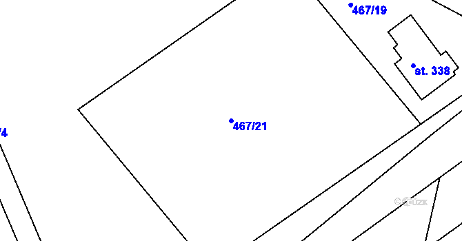 Parcela st. 467/21 v KÚ Prachovice, Katastrální mapa