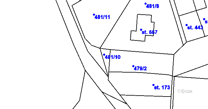 Parcela st. 481/10 v KÚ Prachovice, Katastrální mapa