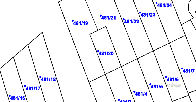 Parcela st. 481/20 v KÚ Prachovice, Katastrální mapa