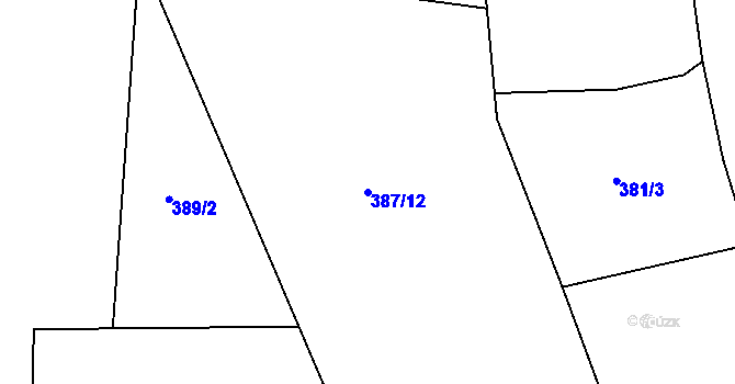 Parcela st. 387/12 v KÚ Prachovice, Katastrální mapa