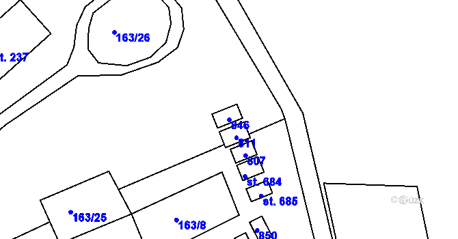 Parcela st. 846 v KÚ Prachovice, Katastrální mapa