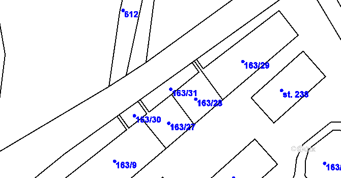 Parcela st. 163/31 v KÚ Prachovice, Katastrální mapa
