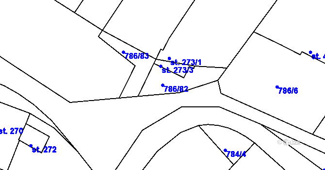 Parcela st. 786/82 v KÚ Prakšice, Katastrální mapa