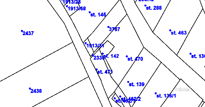 Parcela st. 142 v KÚ Prakšice, Katastrální mapa