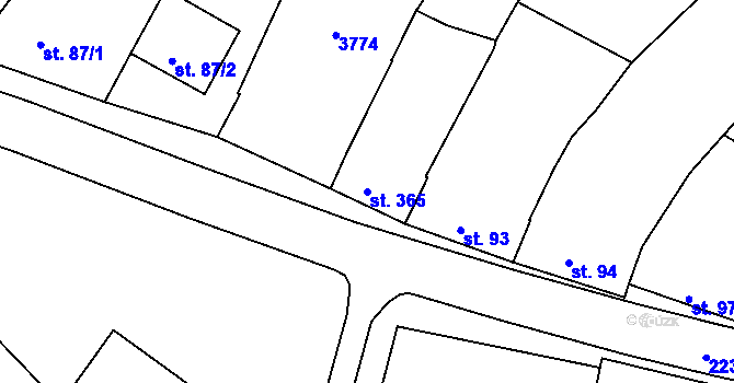 Parcela st. 365 v KÚ Prakšice, Katastrální mapa