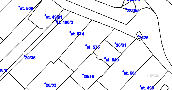 Parcela st. 575 v KÚ Prakšice, Katastrální mapa