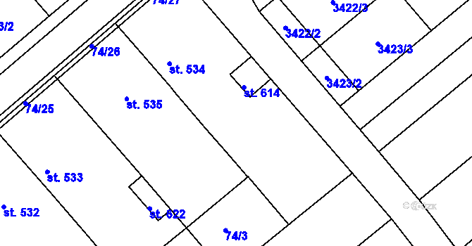 Parcela st. 50/8 v KÚ Prakšice, Katastrální mapa