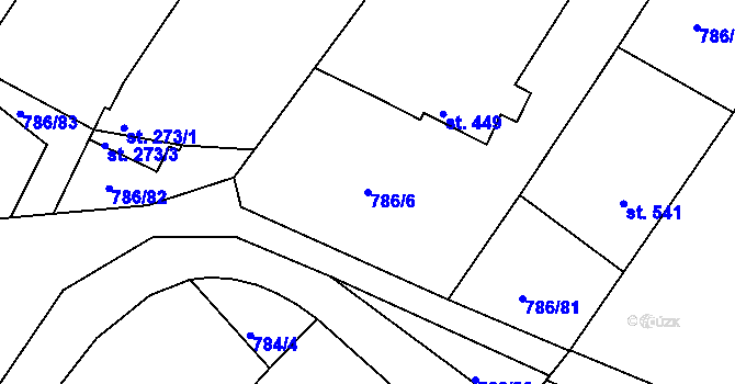 Parcela st. 786/6 v KÚ Prakšice, Katastrální mapa