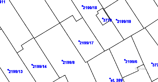 Parcela st. 2199/17 v KÚ Prakšice, Katastrální mapa