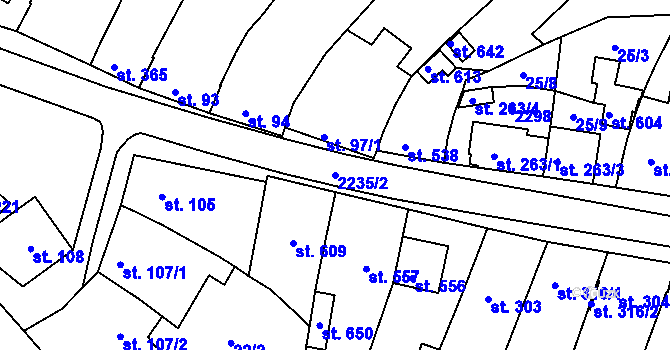 Parcela st. 2235/2 v KÚ Prakšice, Katastrální mapa