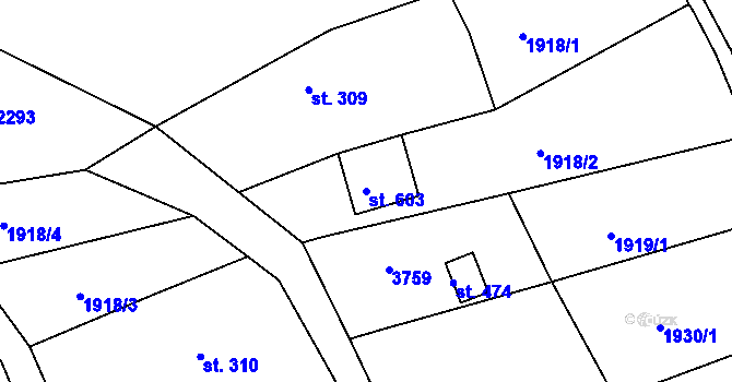 Parcela st. 603 v KÚ Prakšice, Katastrální mapa