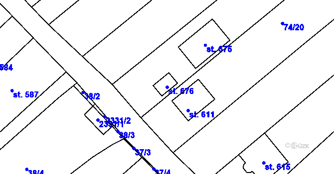 Parcela st. 676 v KÚ Prakšice, Katastrální mapa