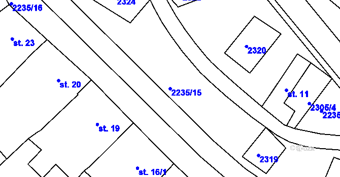 Parcela st. 2235/15 v KÚ Prakšice, Katastrální mapa