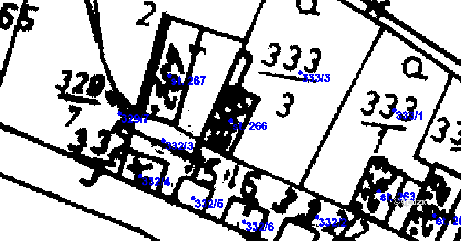 Parcela st. 266 v KÚ Prameny, Katastrální mapa