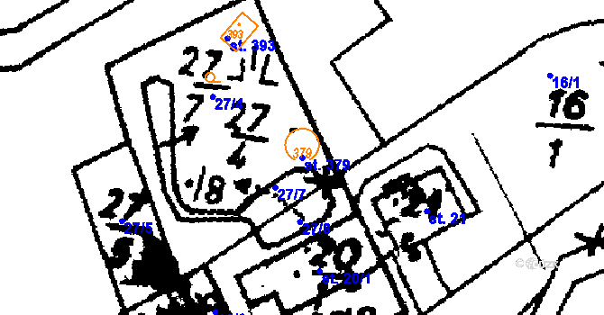 Parcela st. 379 v KÚ Prameny, Katastrální mapa