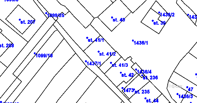Parcela st. 41/2 v KÚ Prapořiště, Katastrální mapa