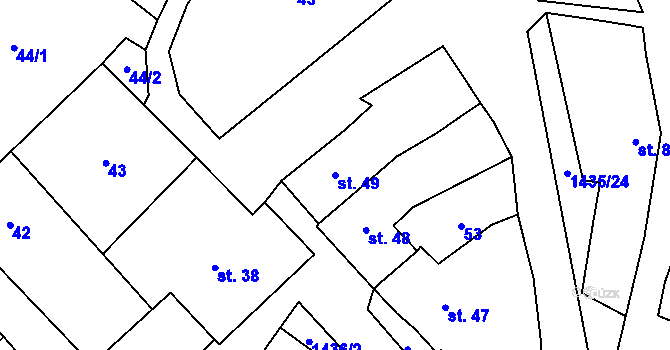 Parcela st. 49 v KÚ Prapořiště, Katastrální mapa