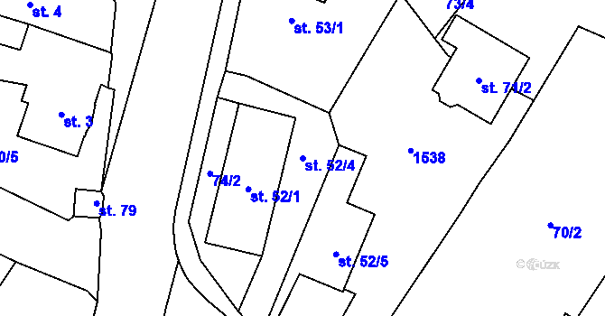 Parcela st. 52/4 v KÚ Prapořiště, Katastrální mapa